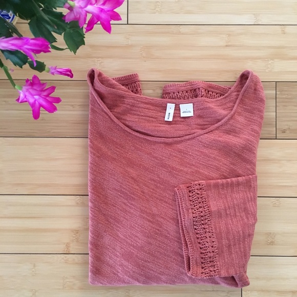 Anthropologie Sweaters - Anthropologie Orange Crossed Pointelle Pullover